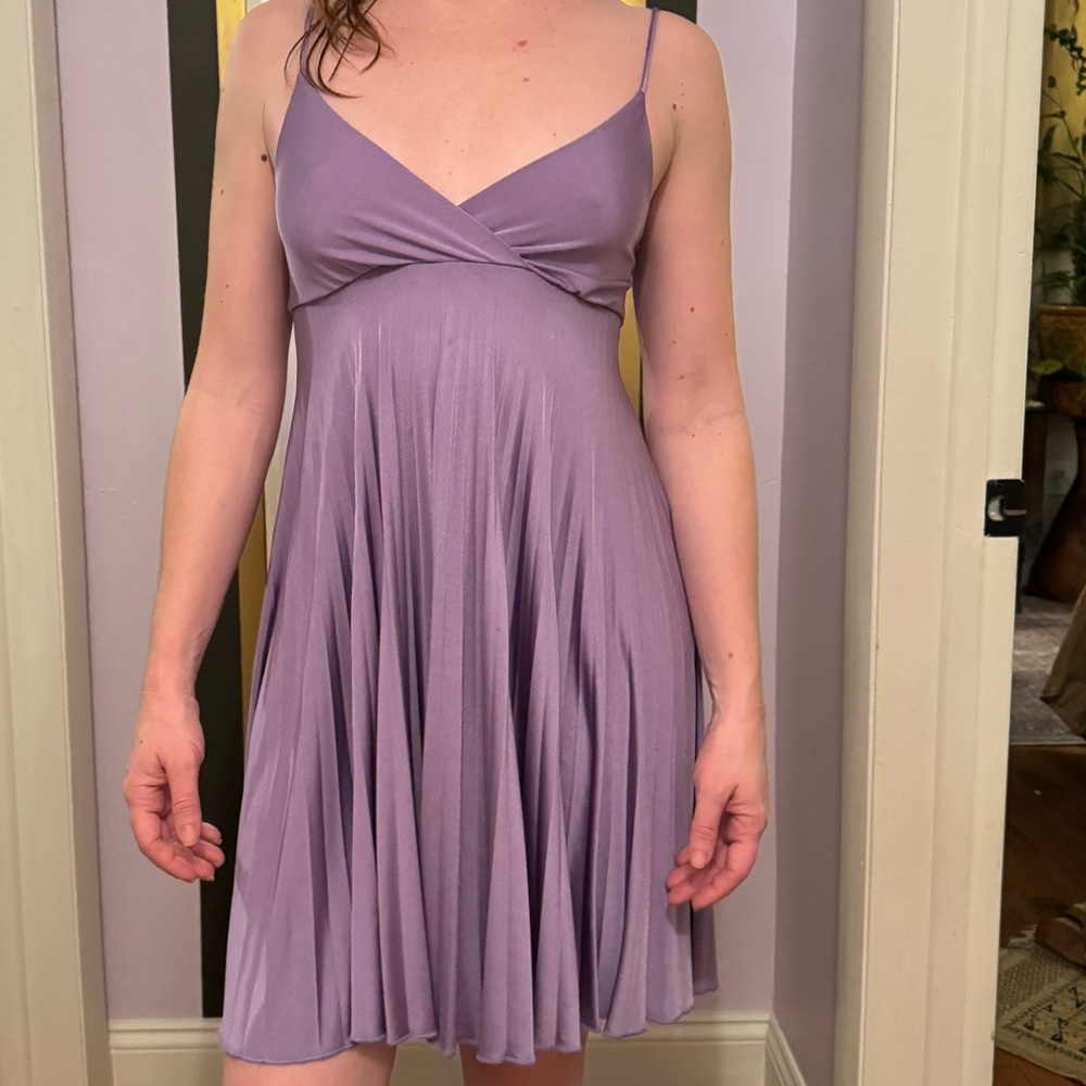 Vintage purple pleated mini dress
